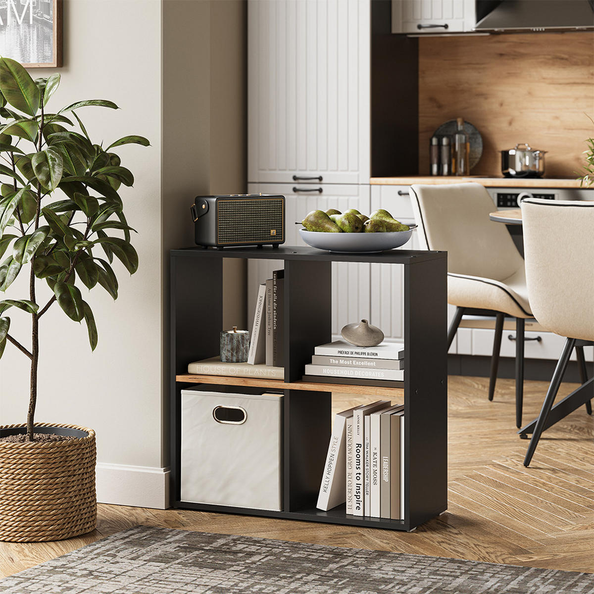 RAUMTEILER Tetra Anthrazit/Goldkraft Eiche 72.6 x 72 cm - Honigeiche/Anthrazit, Holzwerkstoff (72/72.6/29cm) - Vicco