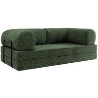 TROJMIESTNA POHOVKA ORSETTO - Tmavozelená Hrubo tkaná ženilka - čierna/tmavozelená, kov/textil (200/70/100cm) - MKS