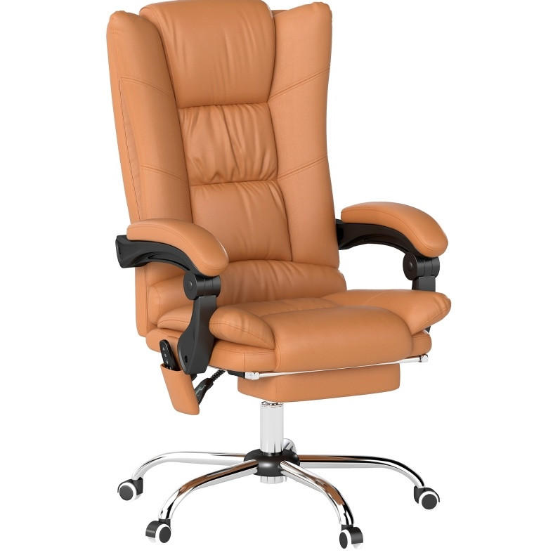 DREHSTUHL 64/70/110-118 cm, Massage & Wärme, Kunstleder, 120 kg Tragkraft, braun - Braun, Kunststoff (70/118/64cm) - Redom