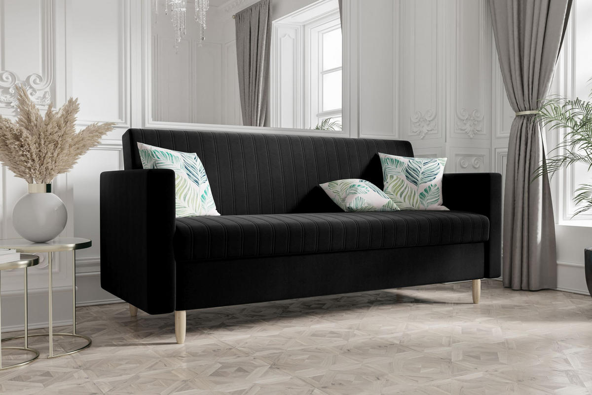 SOFA MELISA mit Schlaffunktion RIVIERA 100 mit Stauraum - Schwarz, Textil (87/95/216cm) - Bedante