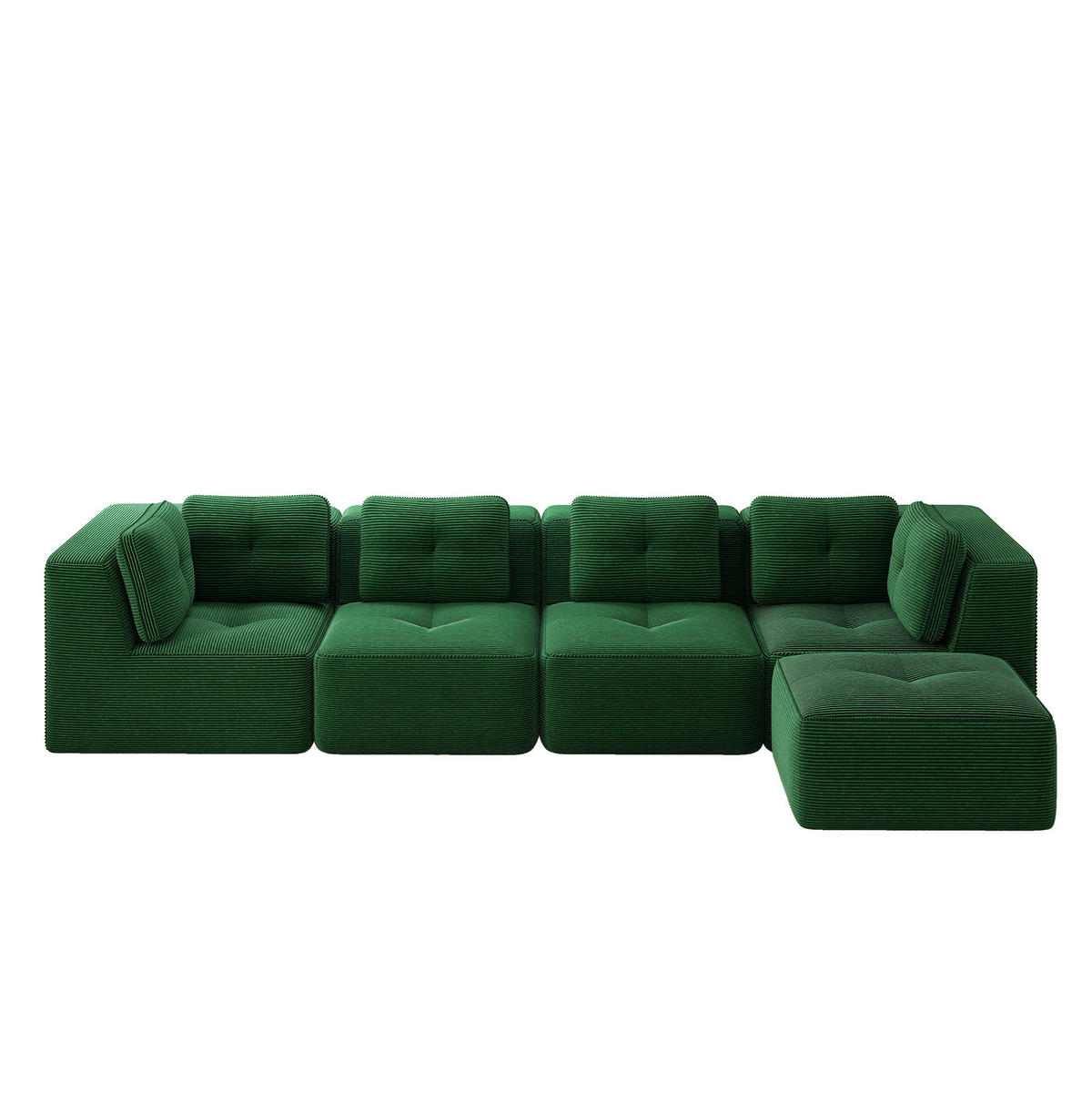 ECKSOFA 386/177/69 cm grün aus Cord mit modularem Design und tiefer Sitzfläche - Grün, Textil (177/386cm) - OKWISH