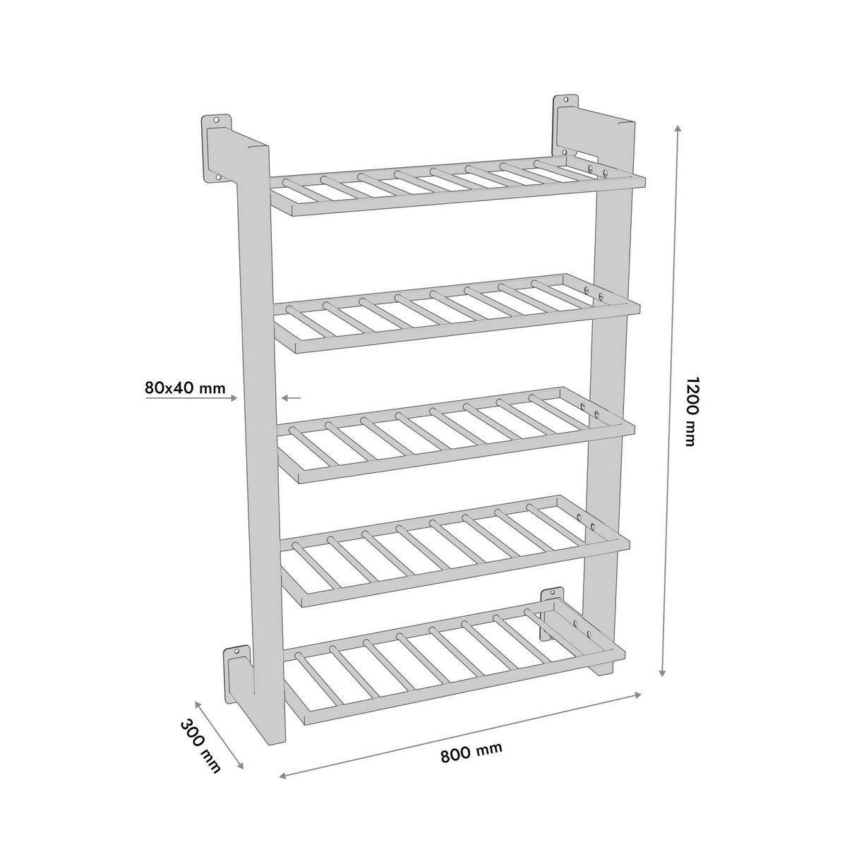 WEINREGAL Canary Metall,Schwarz, Für 45 Weinflaschen 120/80/30 cm - Schwarz, Metall (30/120/80cm) - Metalo Pro