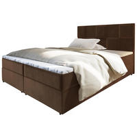 BOXBETT PRATA 160x200 cm mit Matratze und Topper - Braun - Braun, Holz (160/200cm) - MASSENO