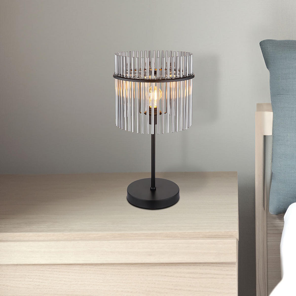 TISCHLEUCHTE Rauchfarben Smart LED - Grau, Glas (30/30/54.5cm) - Globo Lighting