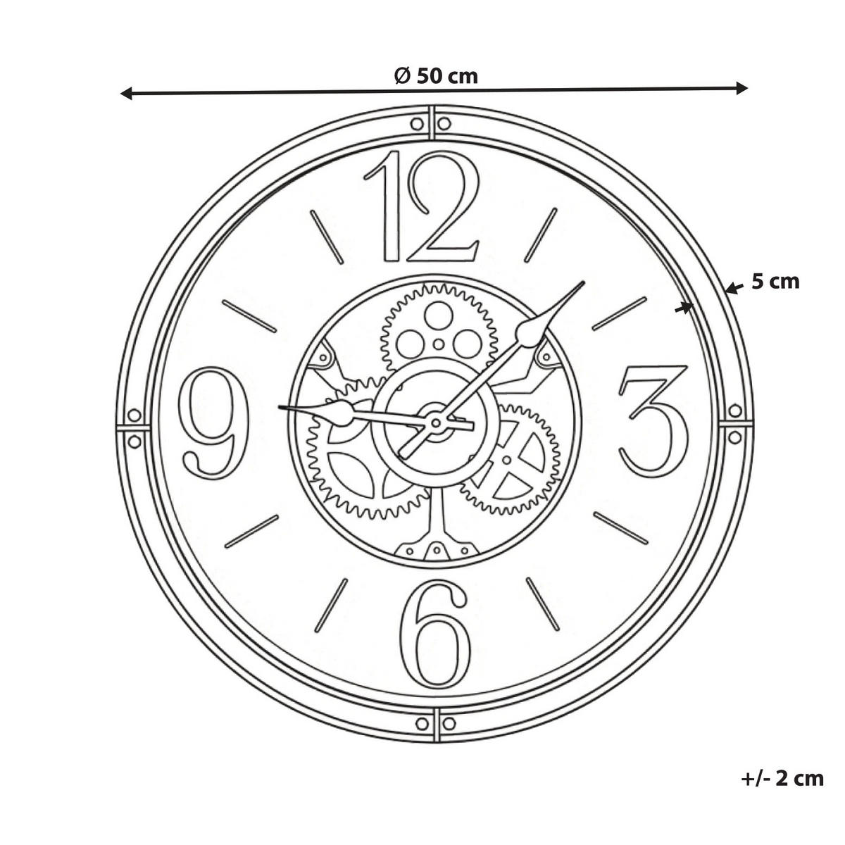 WANDUHR 50 cm Schwarz Albacete - Schwarz, Kunststoff (50/50/5cm) - Beliani