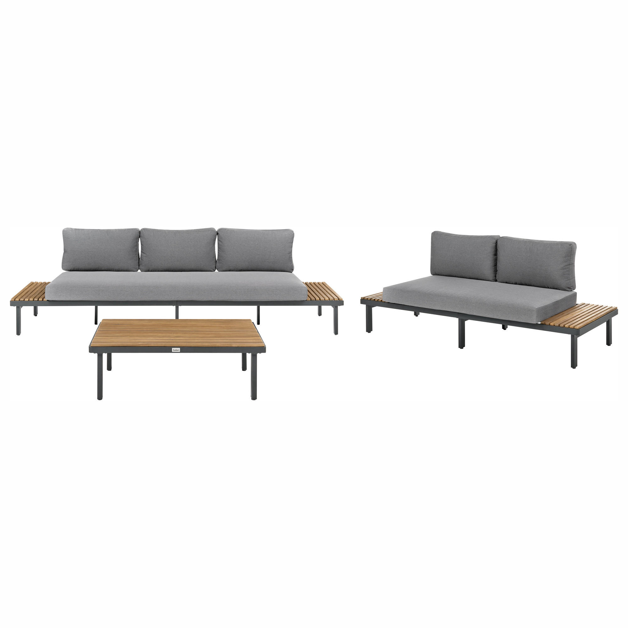 Beliani Lounge-Set Dunkelgrau, Grau, Braun