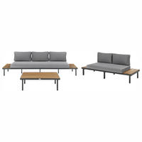 LOUNGE-SET mit Tisch 5-Sitzer Akazienholz Dunkelgrau Fivizzano - Dunkelgrau/Braun, Holz - Beliani