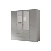 DREHTÜRENSCHRANK - LIMON 4D - Grau - Grau, Holzwerkstoff/Metall (200/210/64cm) - Möblo