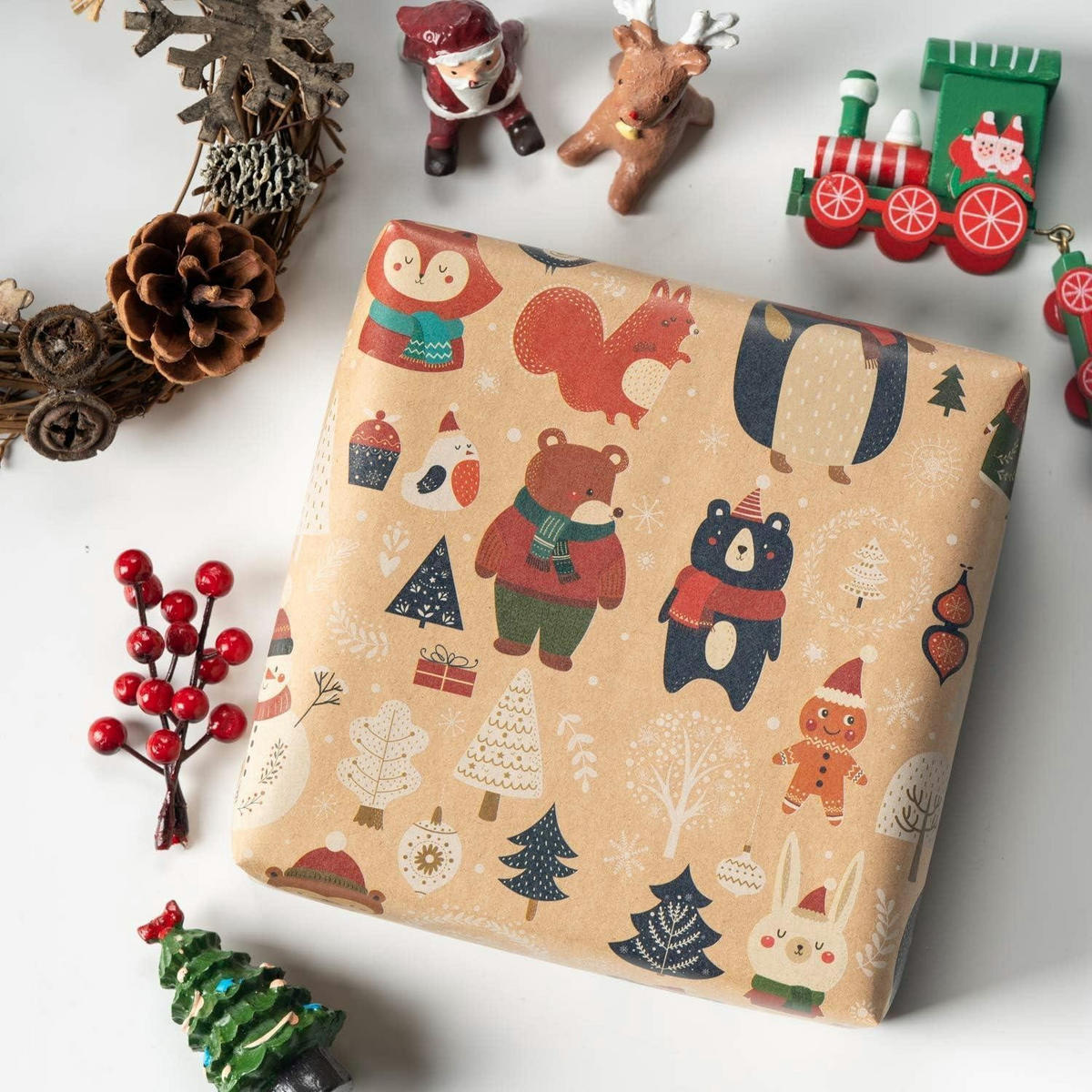 GESCHENKPAPIER 6-teiliges Set Weihnachtsmotive 44,5 x 76 cm - Multicolor, Papier (4/3/44cm)