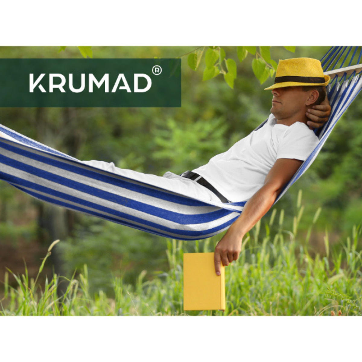 HÄNGEMATTE Weiß-Blau - Blau, Textil (150/40/260cm) - KRUMAD
