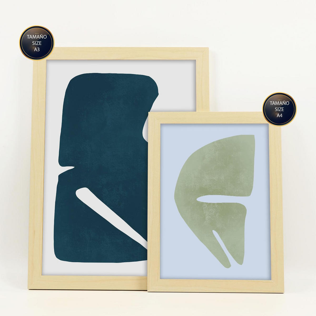 POSTER Set Mit 6 Feine Geschicklichkeit A3 & A4 Rahmen Aus Hellem Holz - Beige, Papier (29/3cm) - Nacnic