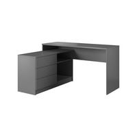 SCHREIBTISCH KAJA 138 cm Graphit - mit Seitenmodul, 3 Schubladen und 2 Fächern - Graphitfarben, Holz/Holzwerkstoff (110/138/76cm) - Ravio