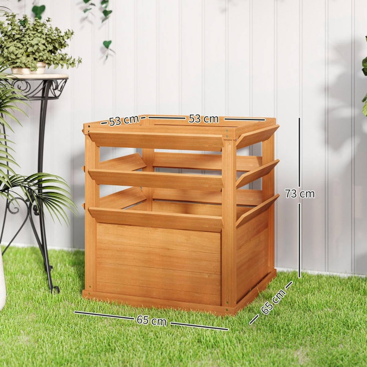 HOCHBEET 53/53/73 cm Dunkelbraun - Dunkelbraun, Holz/Metall (65/73/65cm) - Oxeza