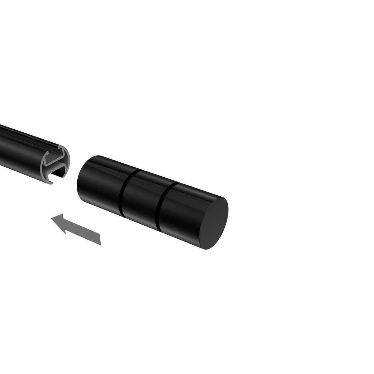 ENDSTÜCKE FÜR GARDINENSTANGEN 20 mm Ø, Elanto Schwarz, Packung 2 Stück - Schwarz, Metall (6.4/2.4/2.4cm) - INTERDECO