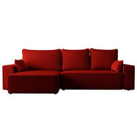 ECKSOFA Tobi mit Bettkasten und Schlaffunktion, L-Form/XL-Form, Cordstoff, Universal - Rot, Holzwerkstoff (276/145cm) - 4ALL HOME