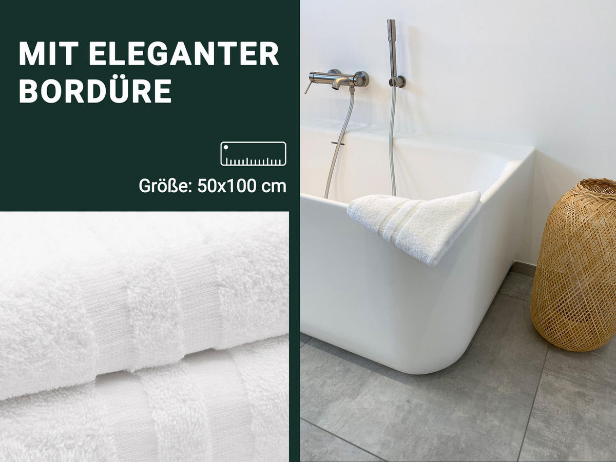 HANDTÜCHER, 10er-Set, 50x100 cm, 100% Baumwolle, Weiß - Weiß, Textil (50/100cm) - Zollner