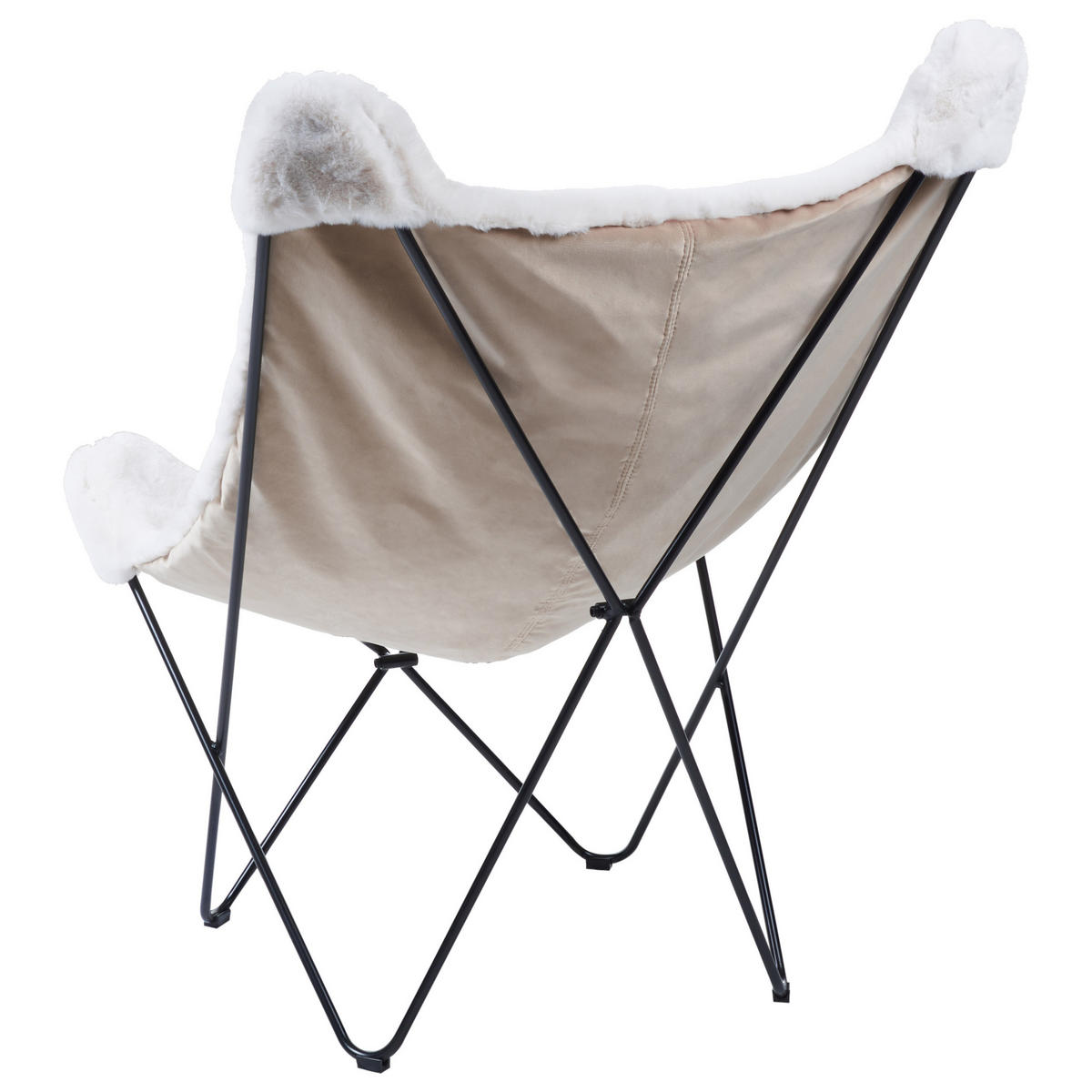 SCHMETTERLINGSSESSEL Kunstleder Weiß Nybro - Weiß, Textil/Metall (70/99/85cm) - Beliani