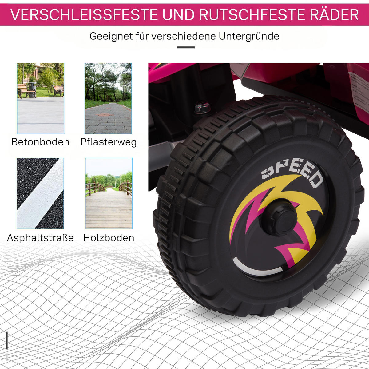 KINDER-ELEKTRO-QUAD Kunststoff Metall Rosa - Rosa, Kunststoff (72/40/45.5cm) - HOMCOM