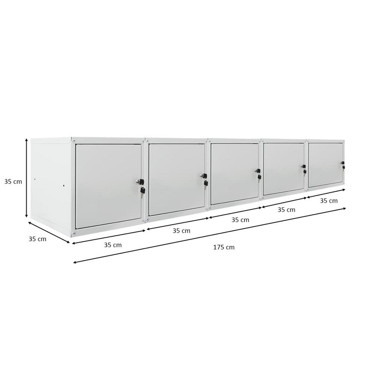 SCHLIESSFACHWÜRFEL Cubic 5er-Set 35x35x35 cm Grau - Grau, Metall (105/70/35cm) - PROREGAL