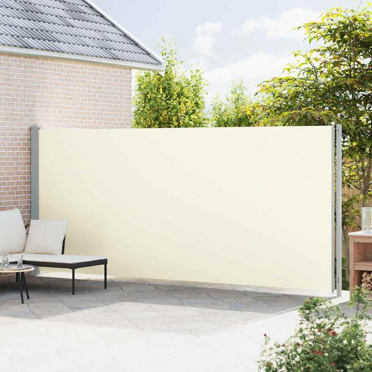 SEITENMARKISE Ausziehbar 200/600 Cm Creme - Creme, Textil (600/200/600cm) - vidaXL