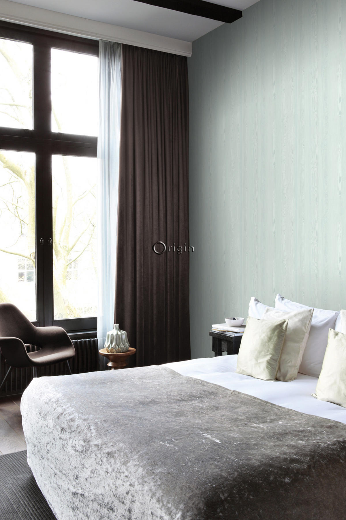 TAPETE Holzoptik 53 cm x 10.05 m - Türkis, Papier (53/1000cm) - Origin Wallcoverings