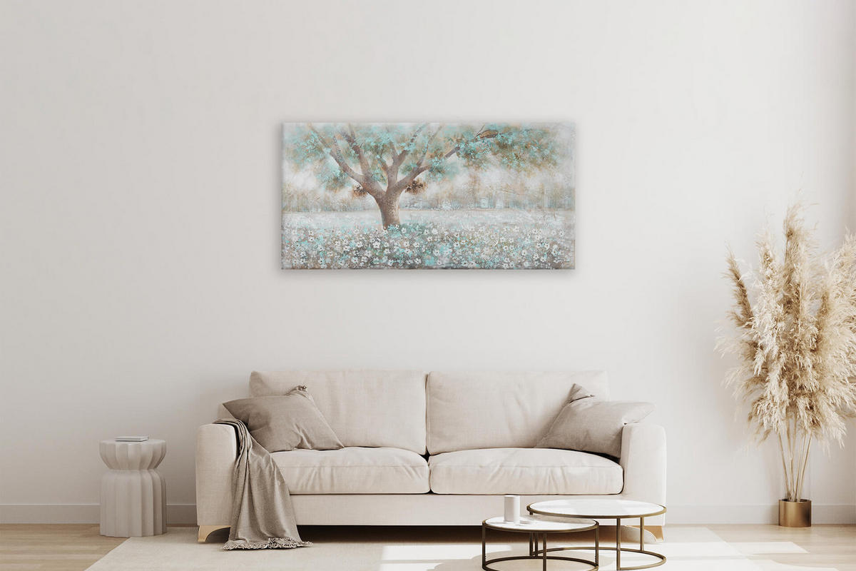 ÖLGEMÄLDE 140/70 cm - Weiß/Braun, Holz/Textil (140/70cm) - KUNSTLOFT