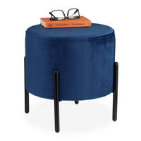 SAMTHOCKER - Dunkelblau, Wellpappe/Textil (40.5/38.5/40.5cm) - Relaxdays