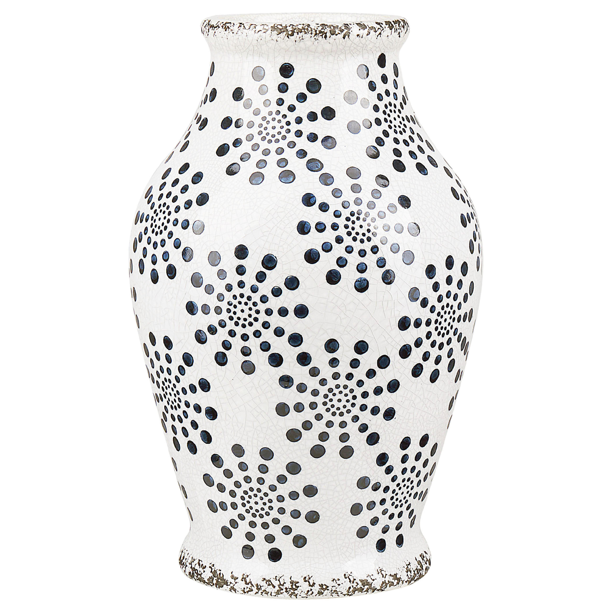 BLUMENVASE Steinzeug weiß Nemea - Weiß, Keramik (25cm) - Beliani