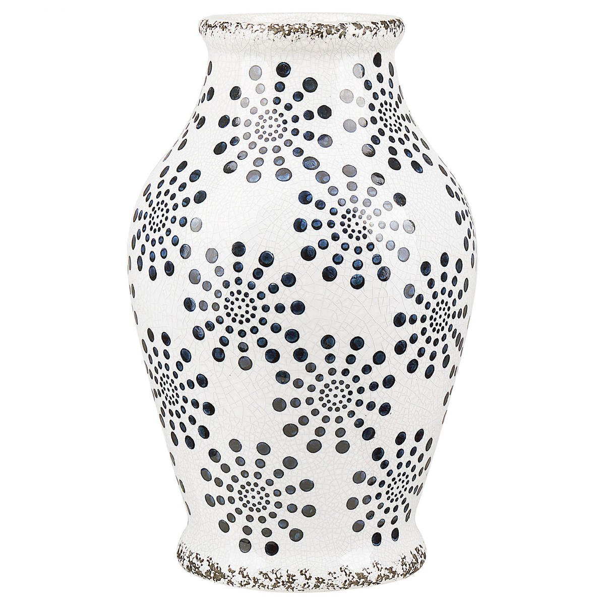 BLUMENVASE Steinzeug weiß Nemea - Weiß, Keramik (25cm) - Beliani