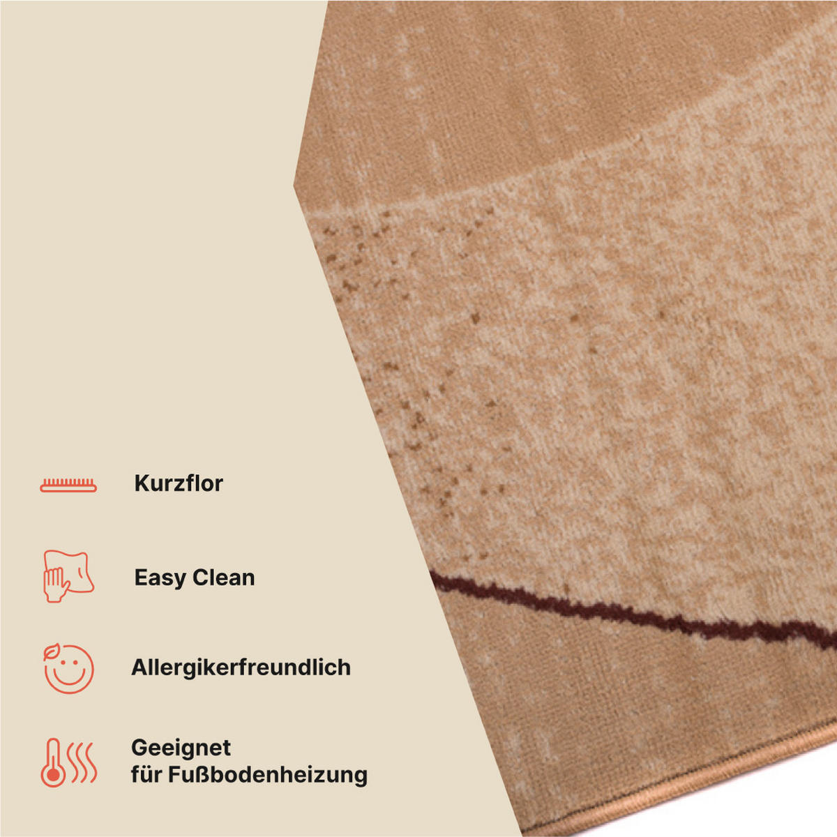 TEPPICH DREAM Beige 140/200 cm - Hellbraun, Textil (140/200cm) - Tapiso