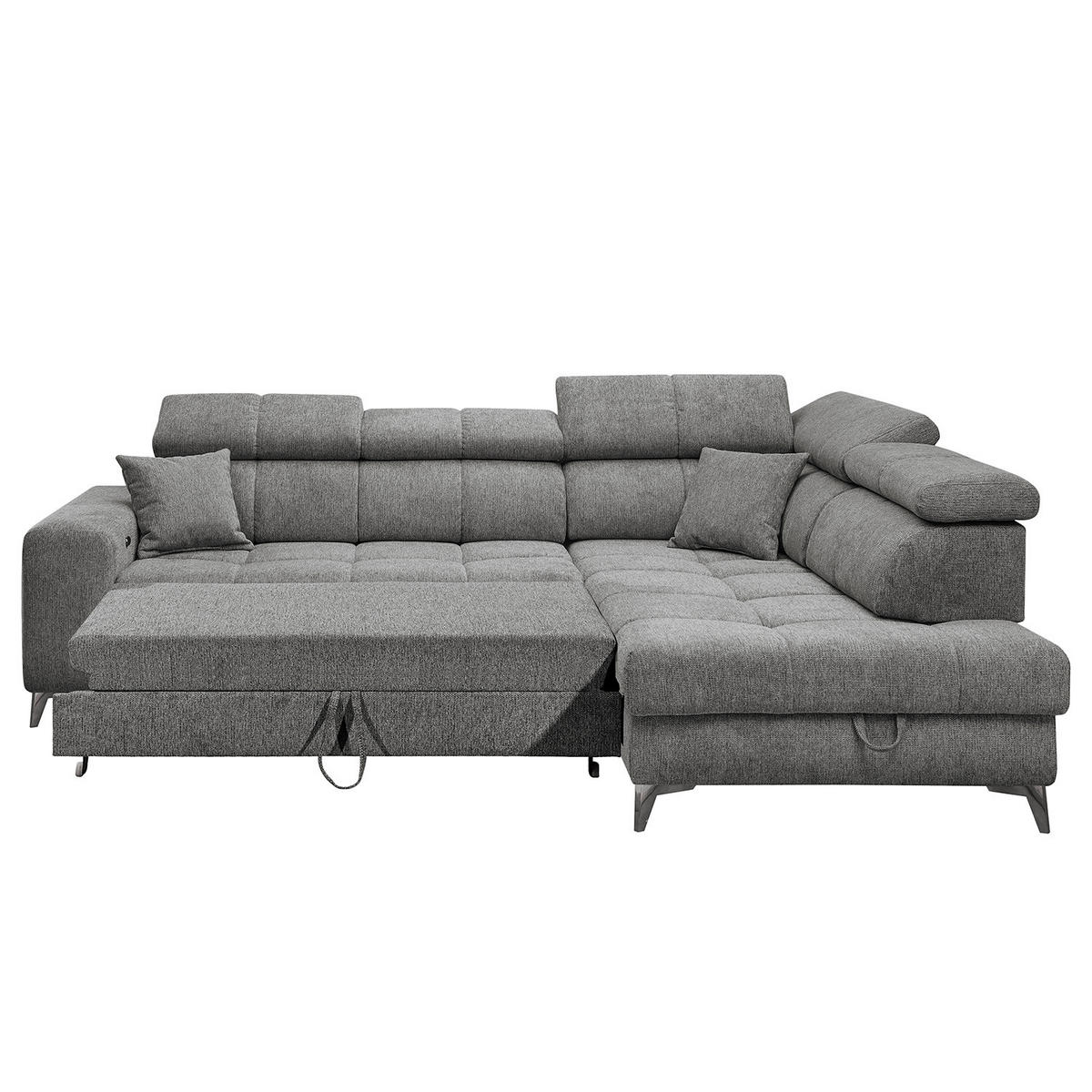 ECKSOFA mit Schlaffunktion - Webstoff - Anthrazit/Schwarz, Kunststoff/Textil (282/198cm) - home24