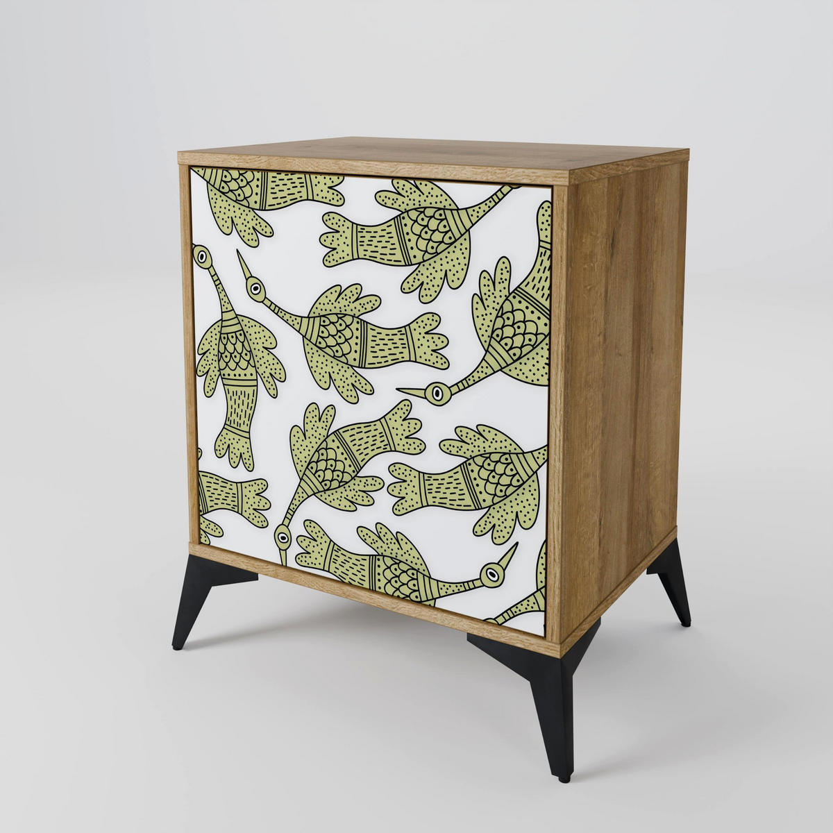 SIDEBOARD SEEDLING SONGBIRD, Eichefarben, 57,5x42x77,5 cm, Schräge Buchenholzfüße - Eichefarben/Buchefarben, Holzwerkstoff/Buchenholz (57.5/77.5/42cm) - SpaceRebels