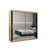 SCHWEBETÜRENSCHRANK 200/200/62 2-türig - Silberfarben/Schwarz, Holz/Kunststoff (200/200/62cm) - Abiks Möbel