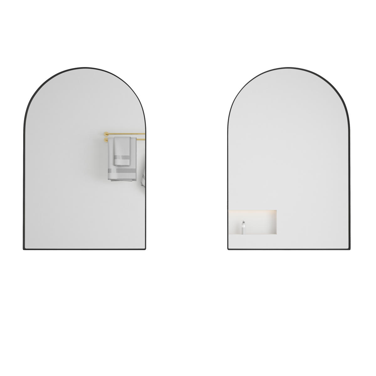 SPIEGELSCHRANK 91x61x12cm schwarz mit gehärtetem Glas Wandmontage,Feuchtigkeitsbeständig,Integrierter Stauraum - Silberfarben, Glas (61/12/91cm) - Modfu