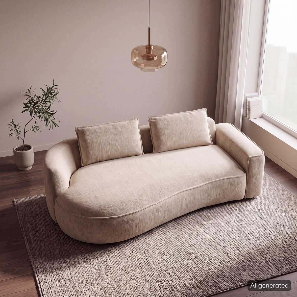2,5-SITZER SOFA - Taupe/Schwarz, Kunststoff/Textil (217/82/146cm) - home24