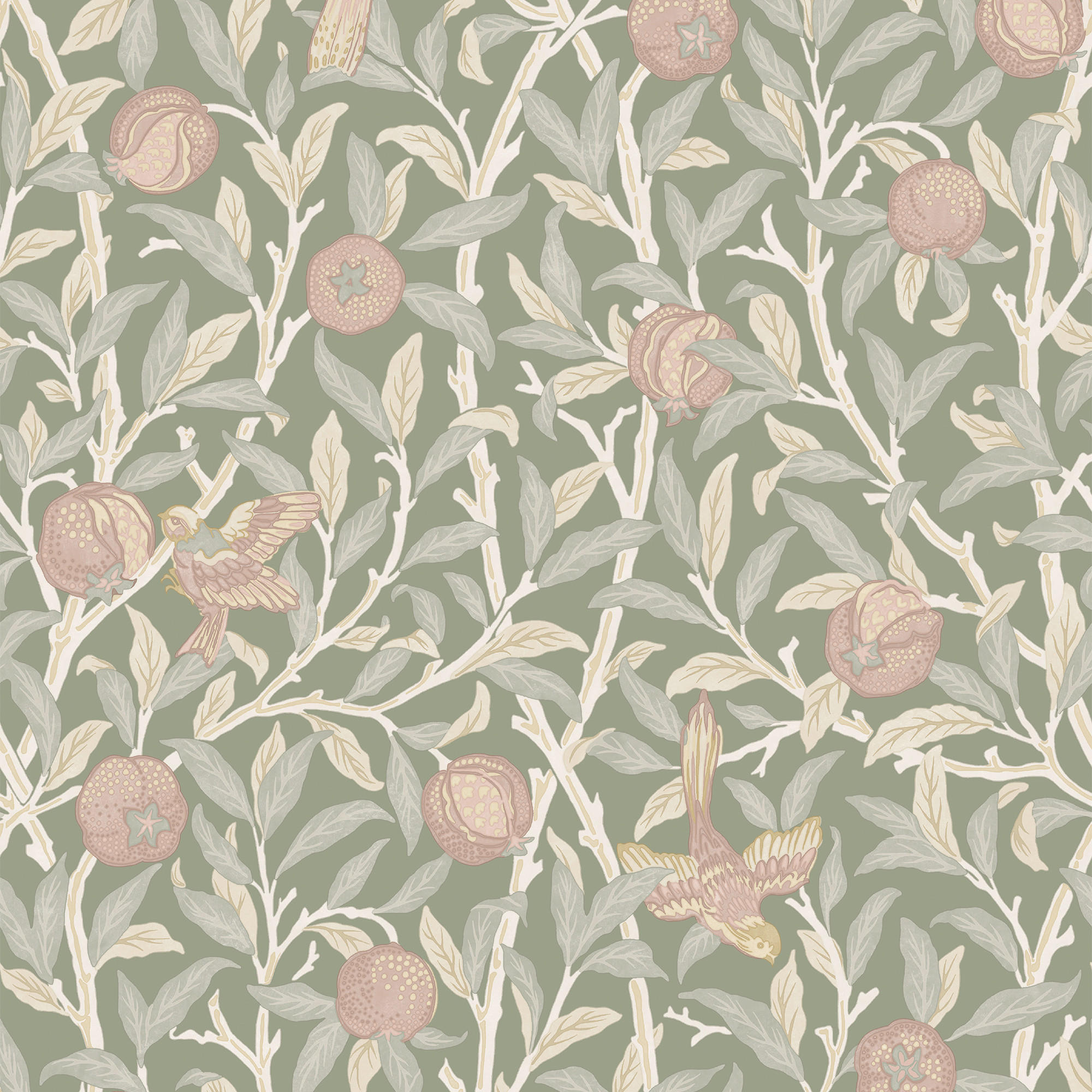William Morris at Home Vliestapete Salbeigrün 52x1000 cm