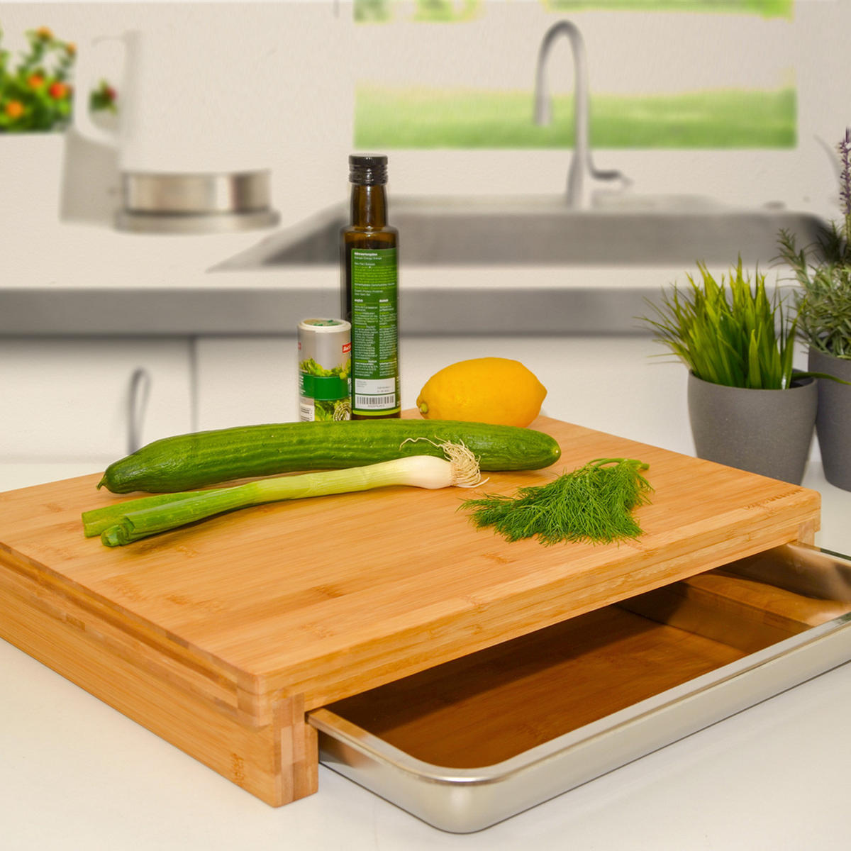 SCHNEIDEBRETT 51/37 cm, Bambus - Beige, Holz (37/51cm) - Dunedesign