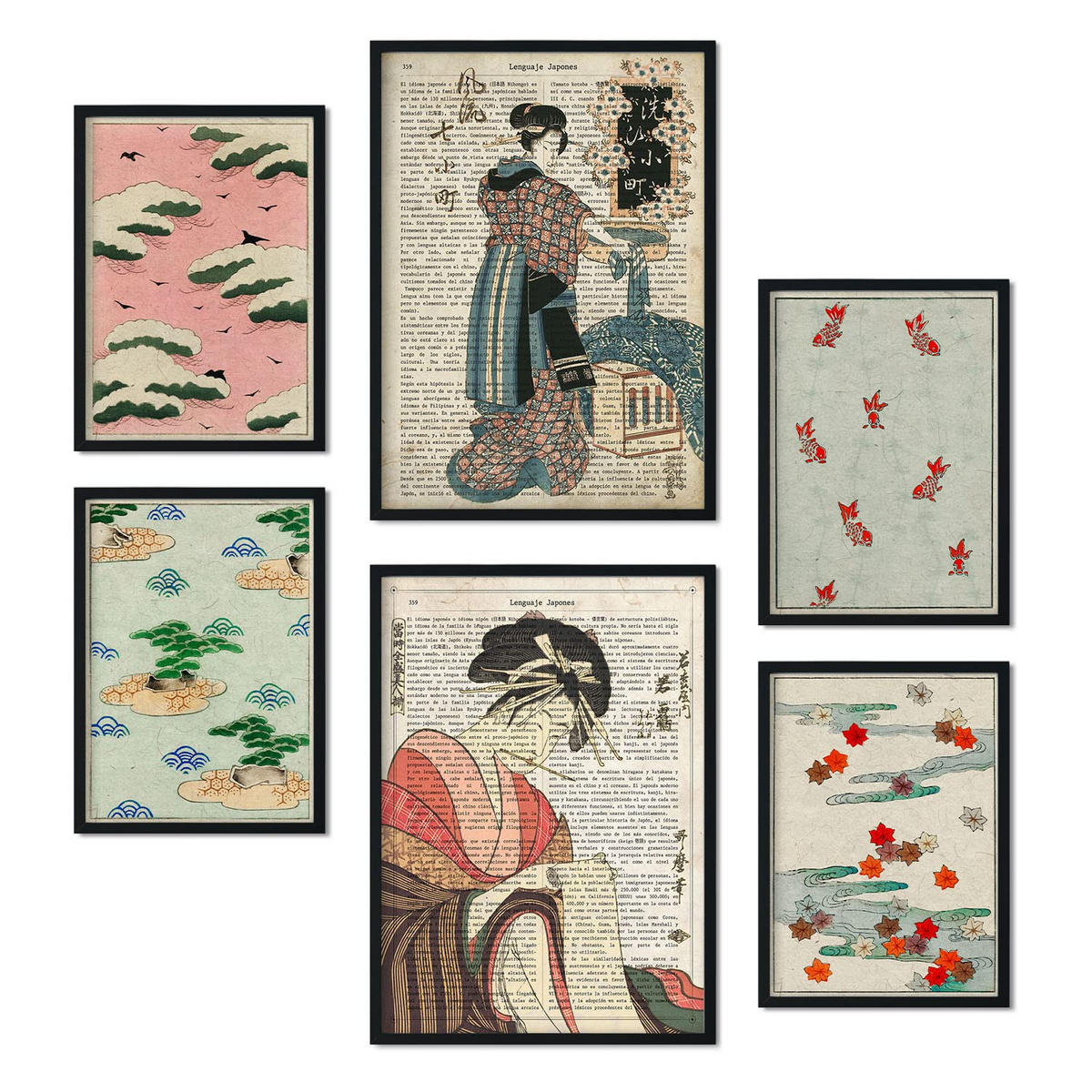 POSTER Set Mit 6 Von Japan Sammlung A3 & A4 Rahmenlos - Klar, Papier (29/3cm) - Nacnic