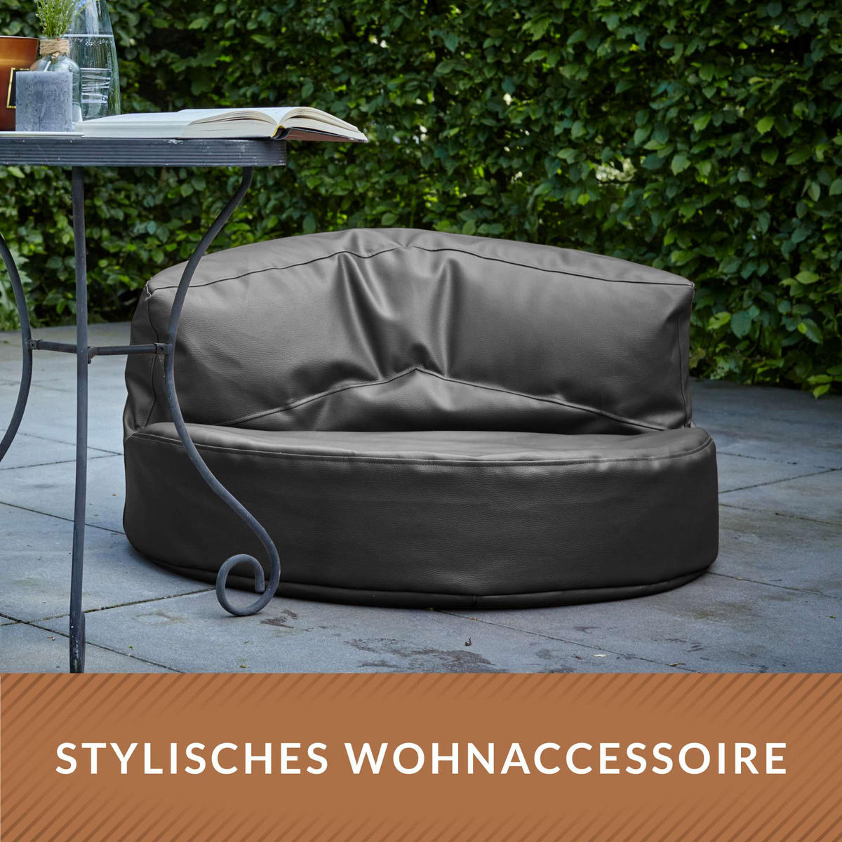 INDOOR LOUNGE SITZSACK Sofa Kunstleder - Dunkelblau, Textil (90/50/50cm) - Green Bean