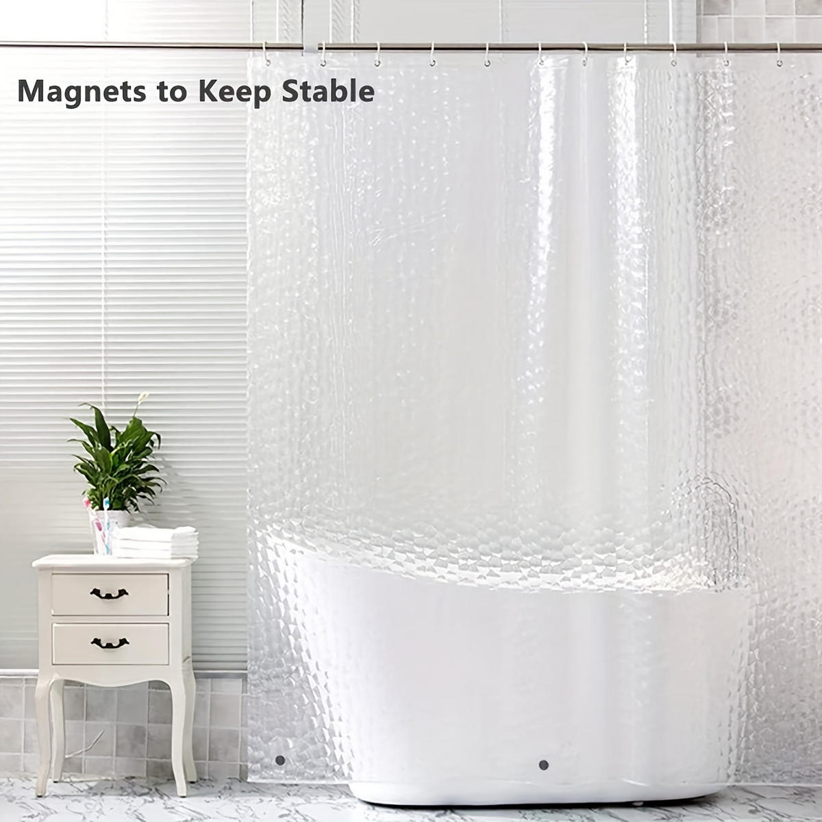 DUSCHVORHANG Weiß PEVA halbdurchsichtig Muster Badezimmer mit Haken - Transparent, Kunststoff (200/180cm) - MCBOSON
