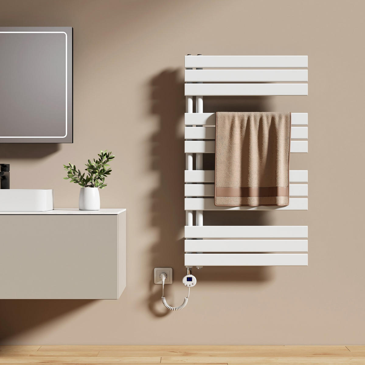 HEIZKÖRPER Elektrisch WLAN Thermostat Weiß 100/60 cm - Weiß, Metall (60/104.1/5.9cm) - EMKE