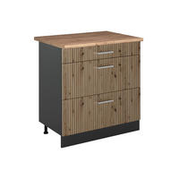 SPODNÍ SKŘÍŇKA KUCHYŇSKÉ LINKY R-Line, Řemeslný dub/Antracit, 80 cm se 3 zásuvkami pracovná doska Dub Goldkraft - antracitová/dub artisan, kompozitní dřevo (80/81.6/60cm) - Vicco
