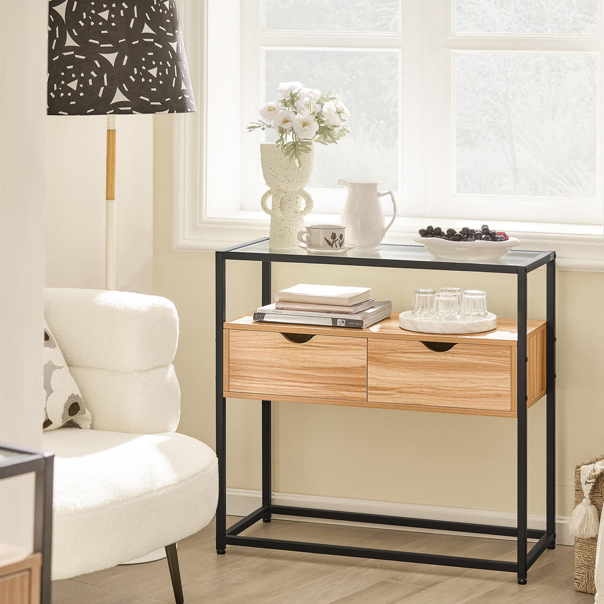 SIDEBOARD Natur - Naturfarben, Glas/Holzwerkstoff (81/78/35cm) - SoBuy