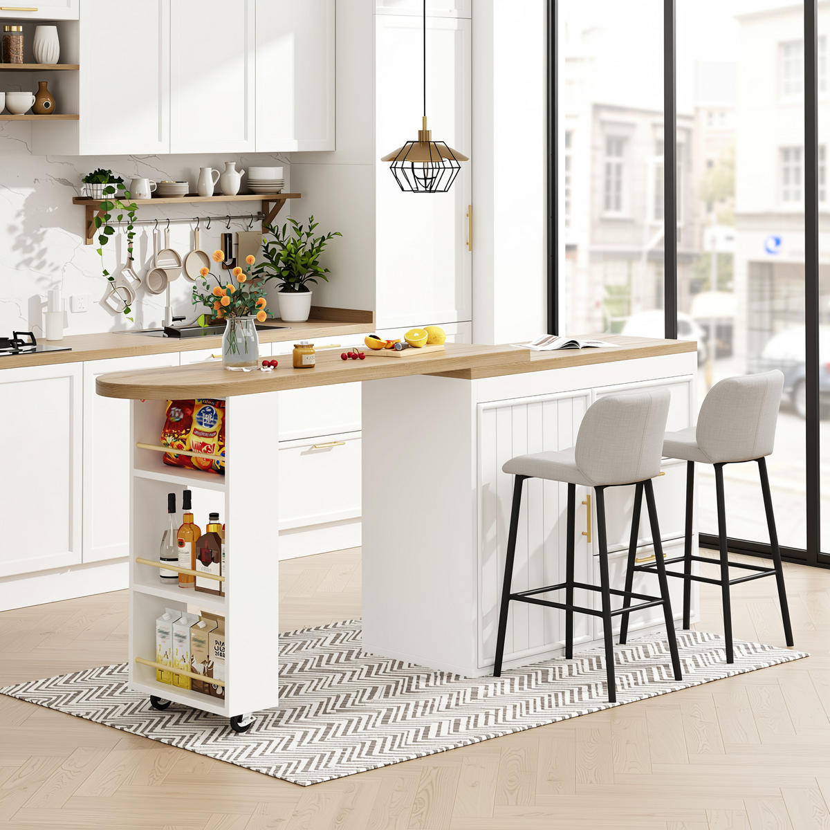 BARTISCH mdf in weiß mit holzoptik, 360° drehbar & 3 schubladen - Weiß, Holzwerkstoff (39/203/90cm) - Urban Meuble