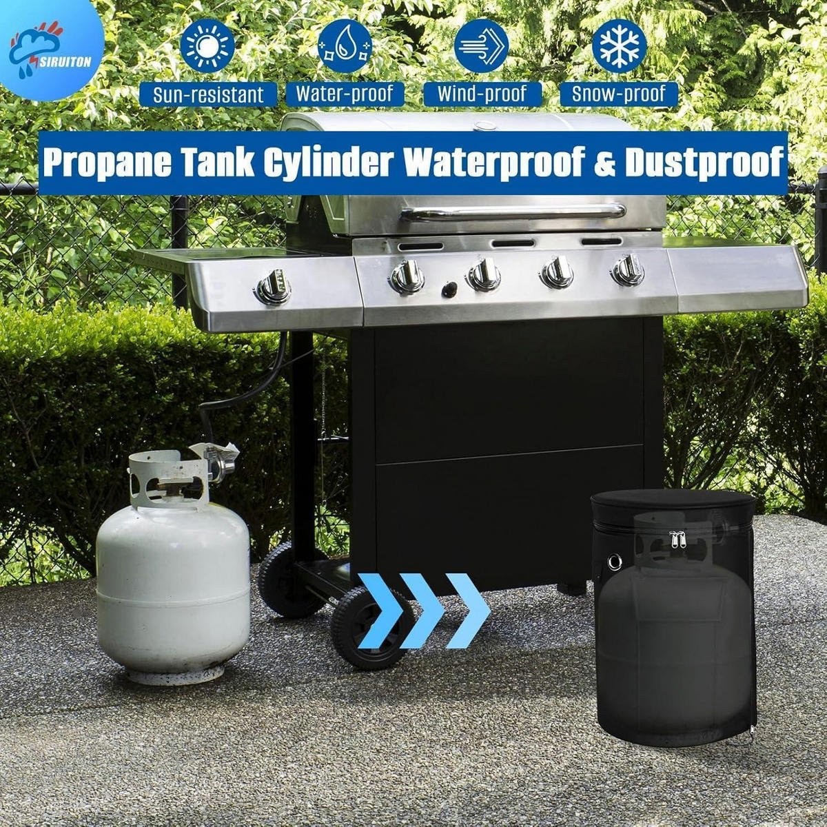 ABDECKHAUBE für Gasflasche 5 kg wasserdicht 600D Oxford Schwarz Φ25x52cm - Schwarz, Kunststoff (25/25/52cm)