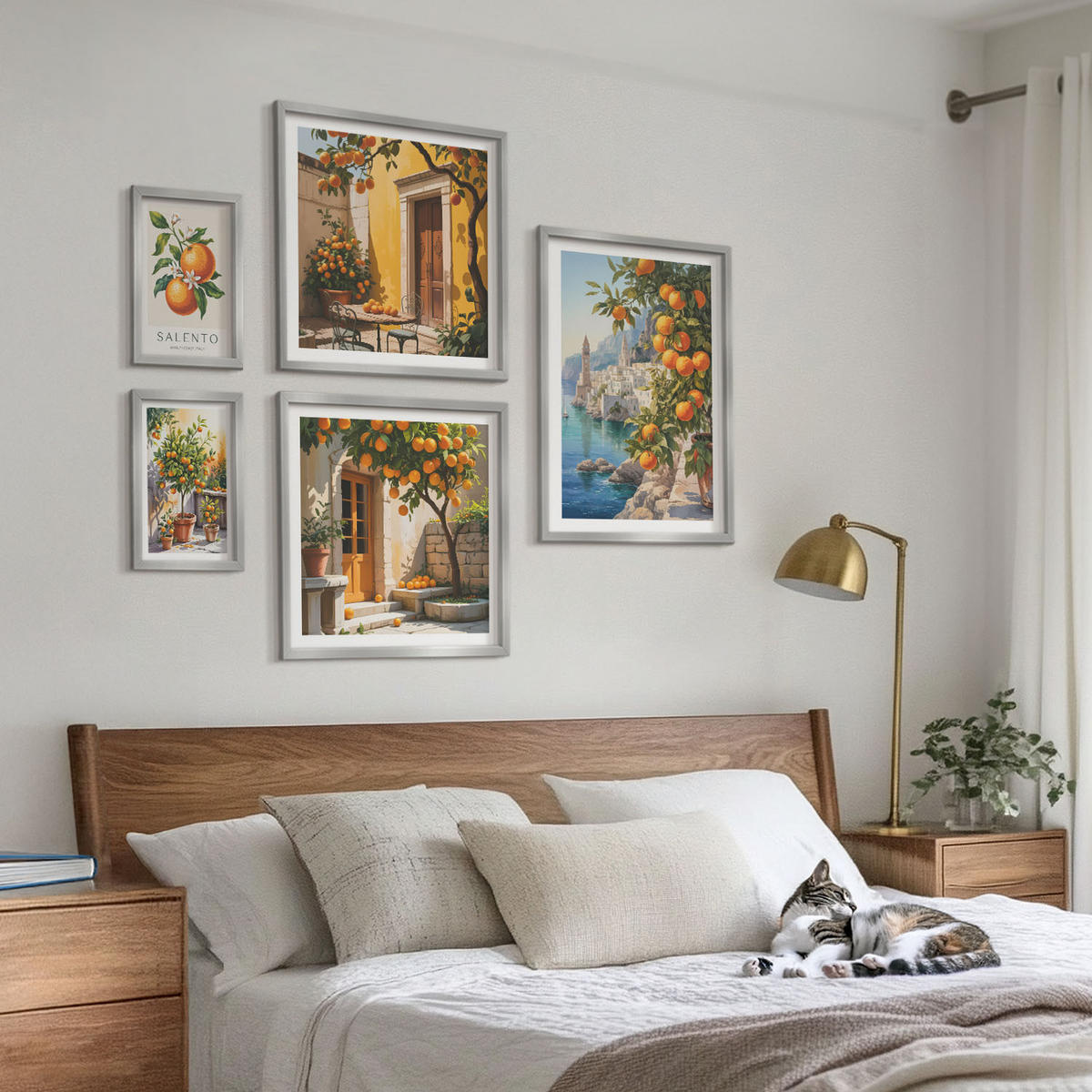 WANDBILDER 5er Set - 50x50 cm & 20x30 cm & 40x60 cm Silberner Rahmen - Stadtansichten von Gebäuden - Silberfarben, Kunststoff (40/60cm) - ArtPrintCave