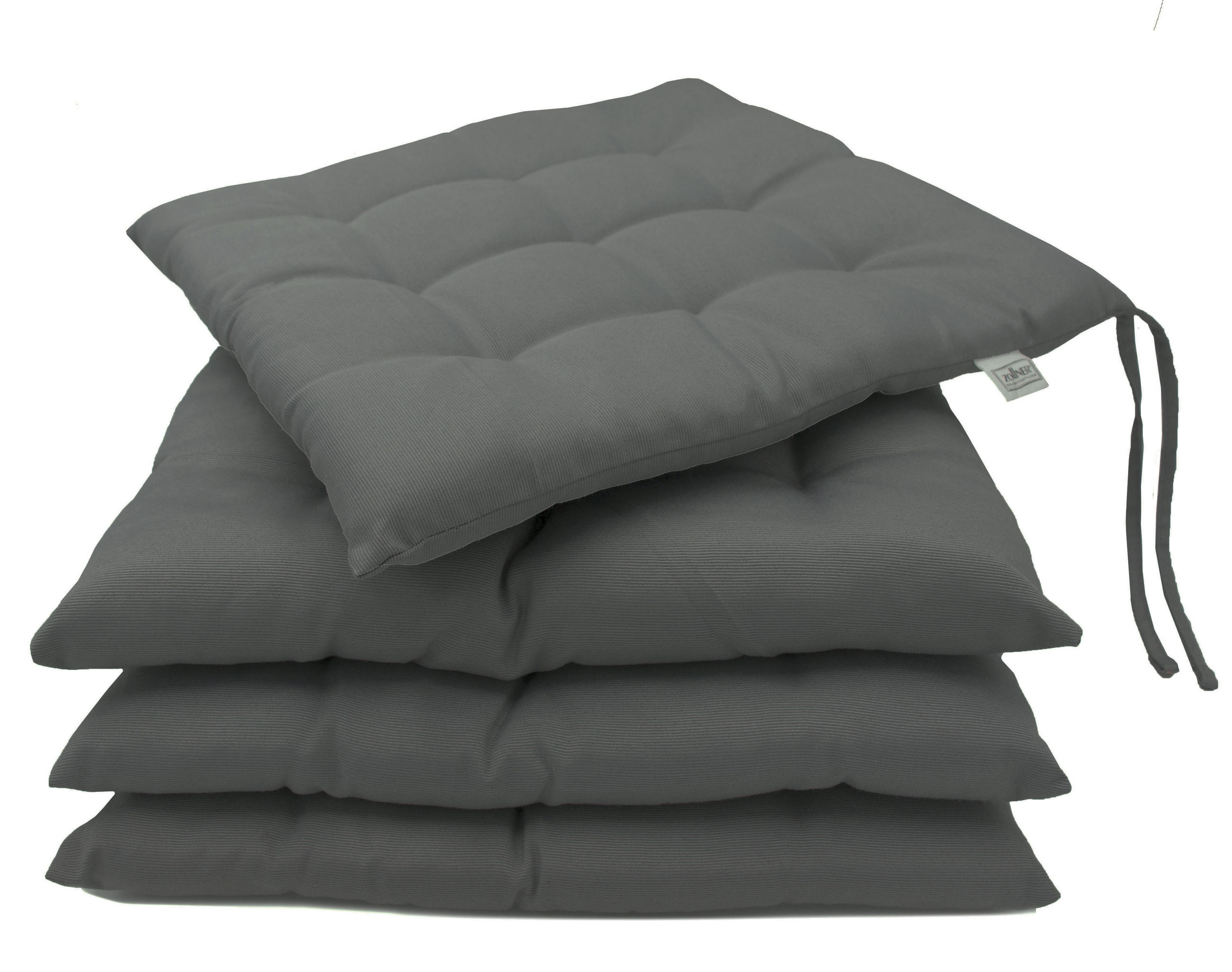 STUHLKISSEN, 4er-Set, 40x40 cm, 100% Polyester, Grau - Dunkelgrau, Textil (40/40/3cm) - Zollner