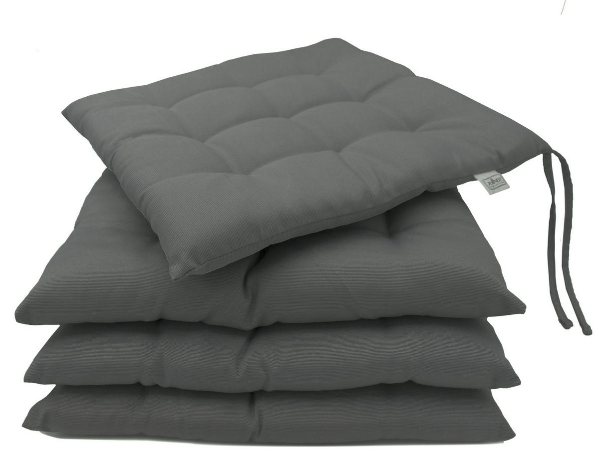 STUHLKISSEN, 4er-Set, 40x40 cm, 100% Polyester, Grau - Dunkelgrau, Textil (40/40/3cm) - Zollner