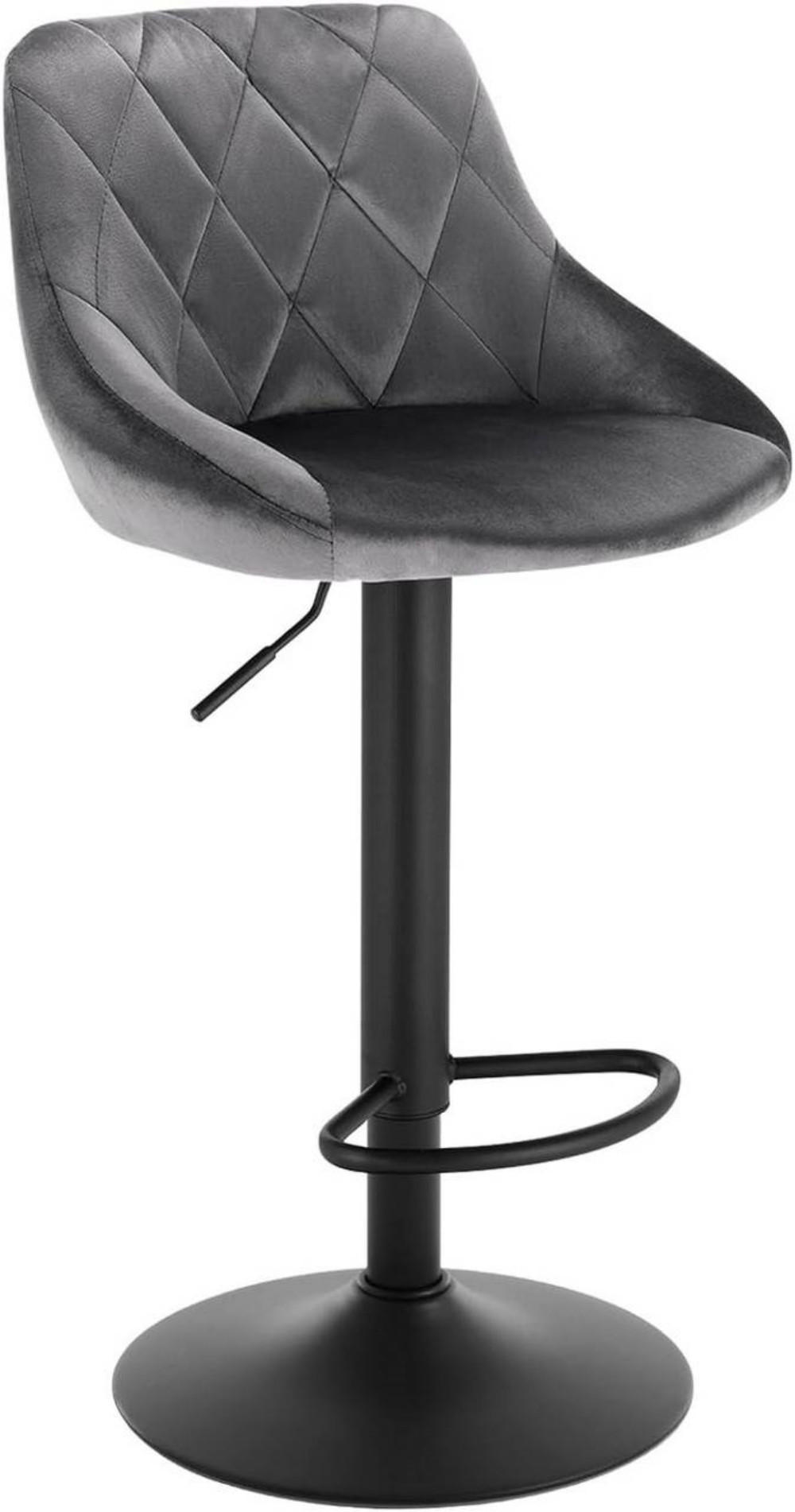 BARHOCKER aus Samt, Drehbar, Dunkelgrau - Dunkelgrau/Schwarz, Textil/Metall (47/83/39cm) - Woltu