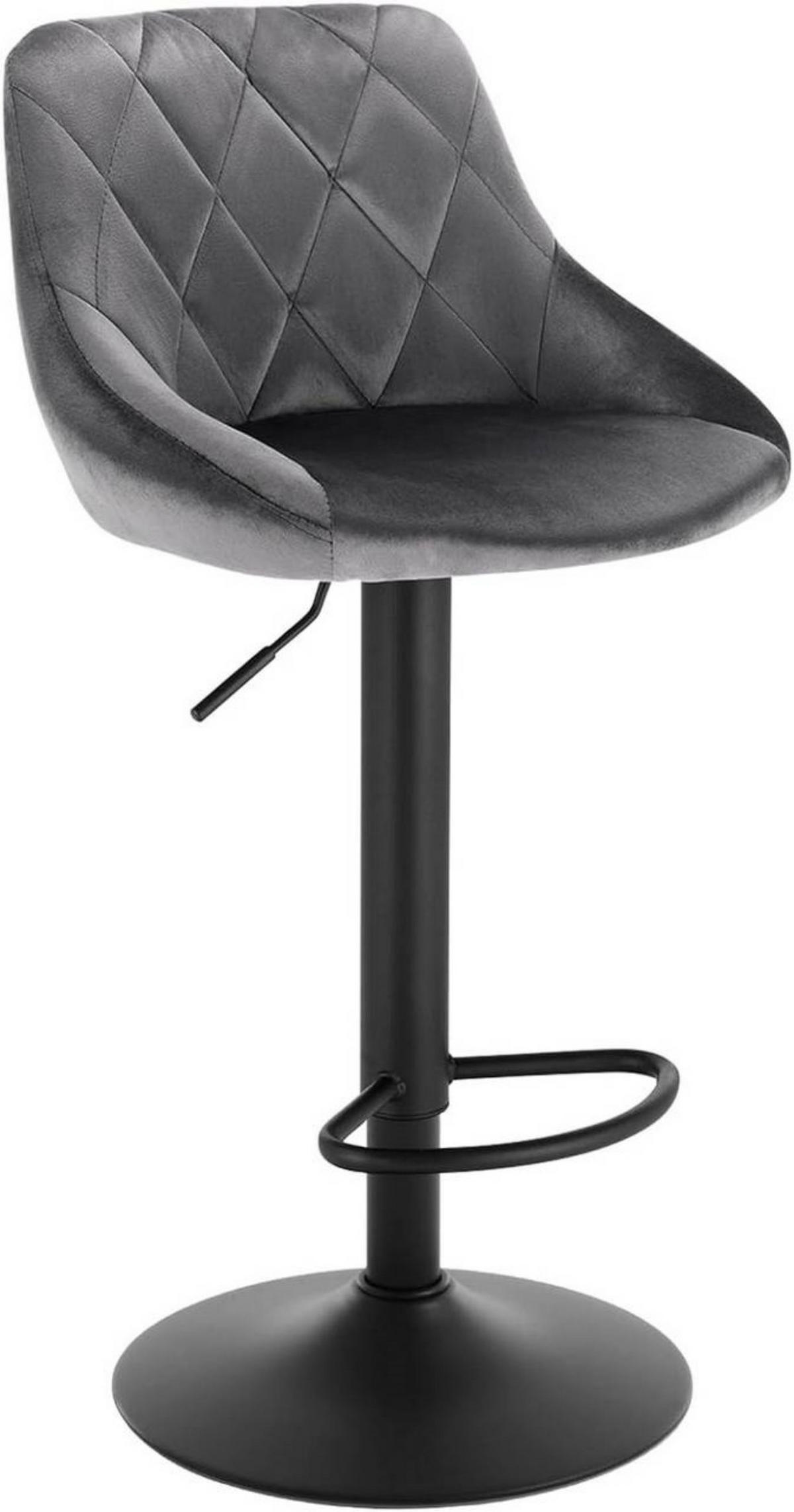 BARHOCKER aus Samt, Drehbar, Dunkelgrau - Dunkelgrau/Schwarz, Textil/Metall (47/83/39cm) - Woltu
